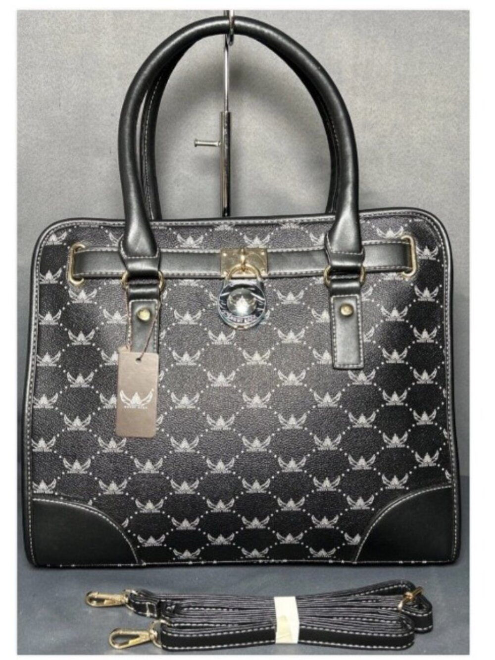 Wendy Keen #1677 Black Logo Satchel Tote Organizer Crossbody Bag NWT Shoulder